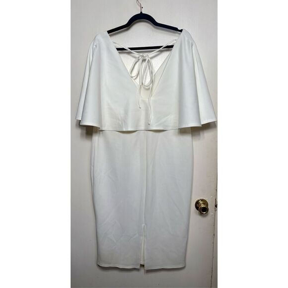 ASOS Curve Cape Plunge Midi Bodycon Dress white size 14 NWT - Picture 8 of 15